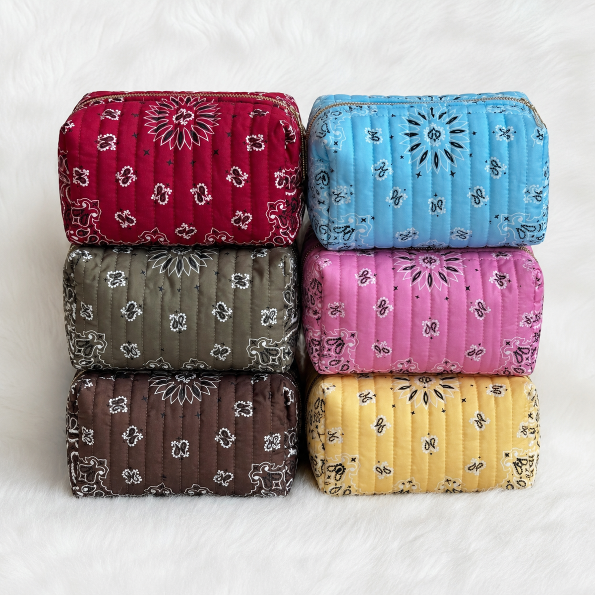 Ellison+Young Bandana Cosmetic Case with Embroidery, Everyday Travel Pouch