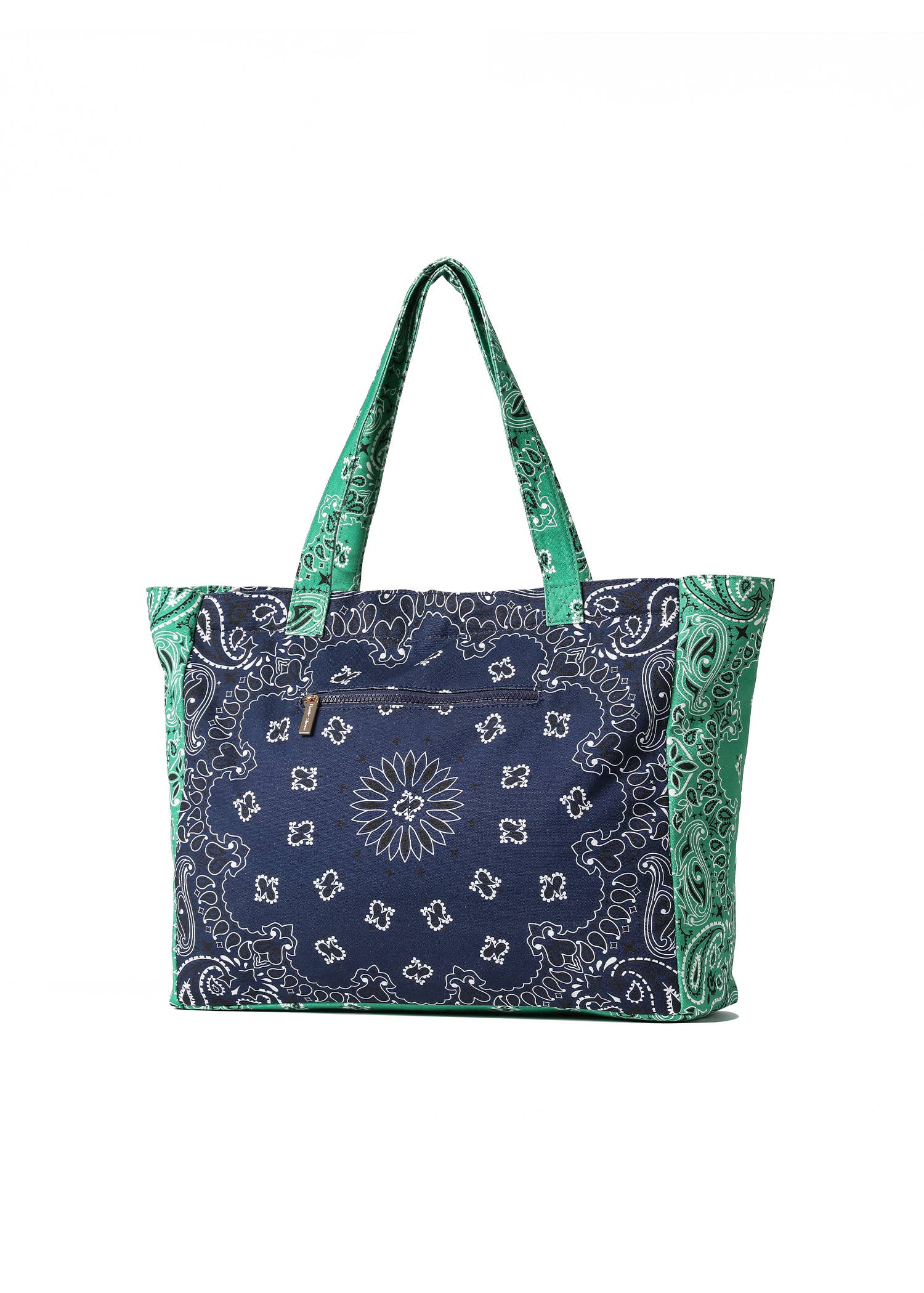 Bandana Print Canvas Tote -Bailey Navy/Green