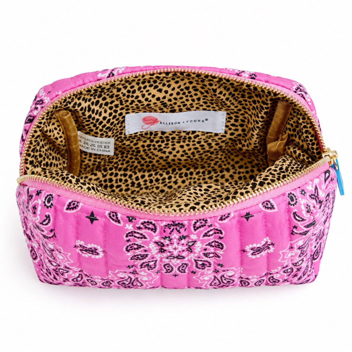 Ellison+Young Bandana Cosmetic Case with Embroidery, Everyday Travel Pouch