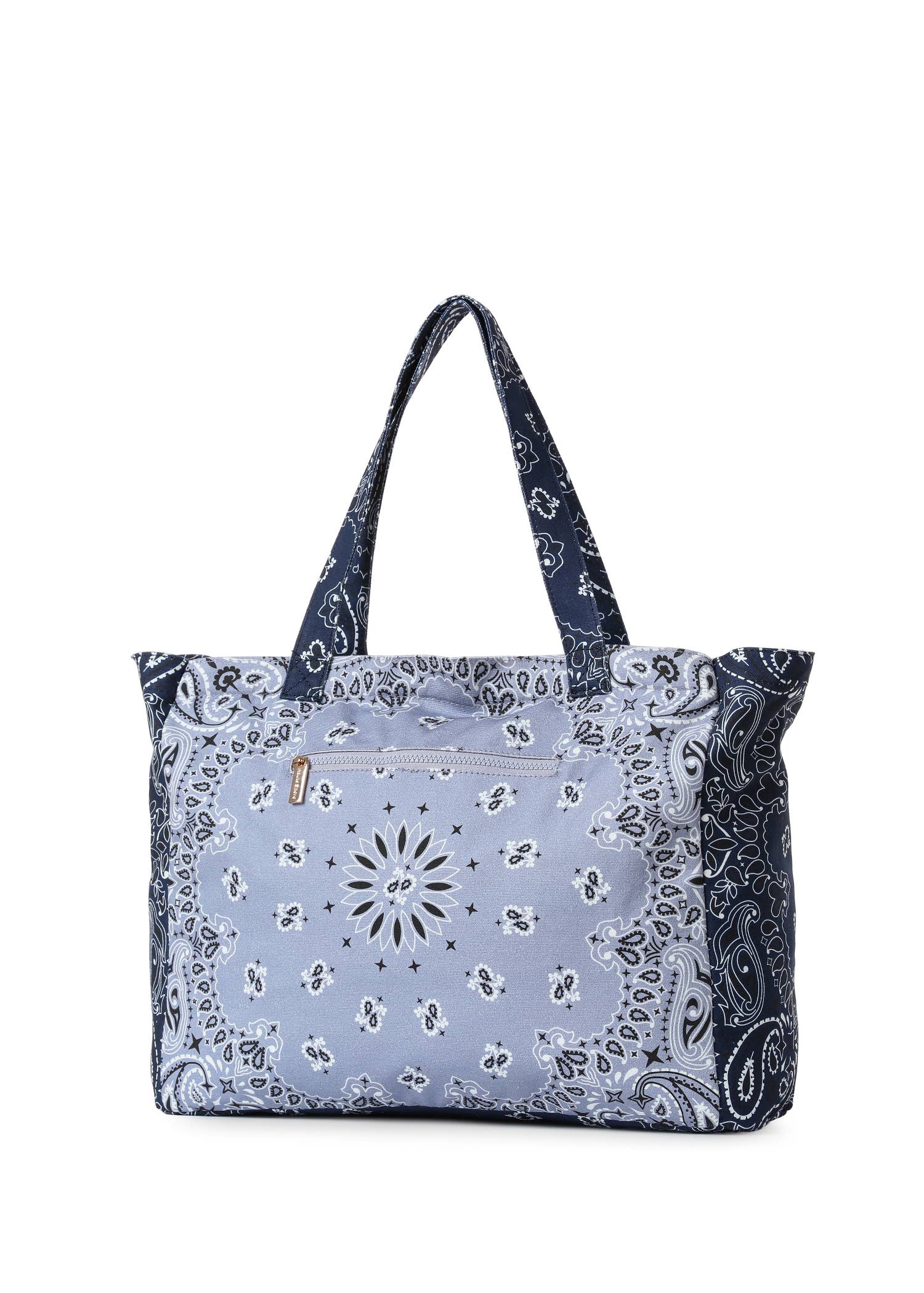 Bandana Print Canvas Tote - Bailey Light Blue/Navy