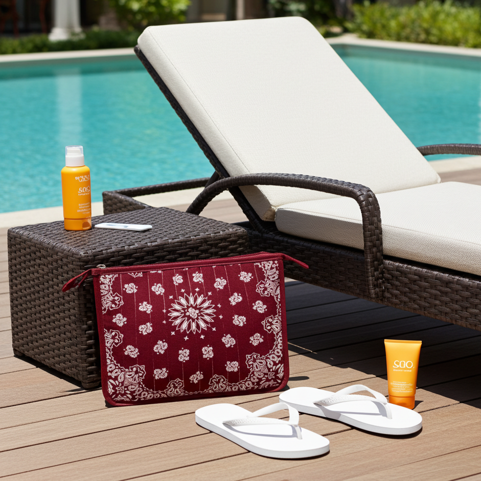 Bandana Print Pouch -Beau Burgundy