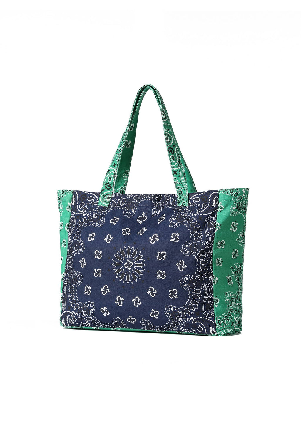 Bandana Print Canvas Tote -Bailey Navy/Green
