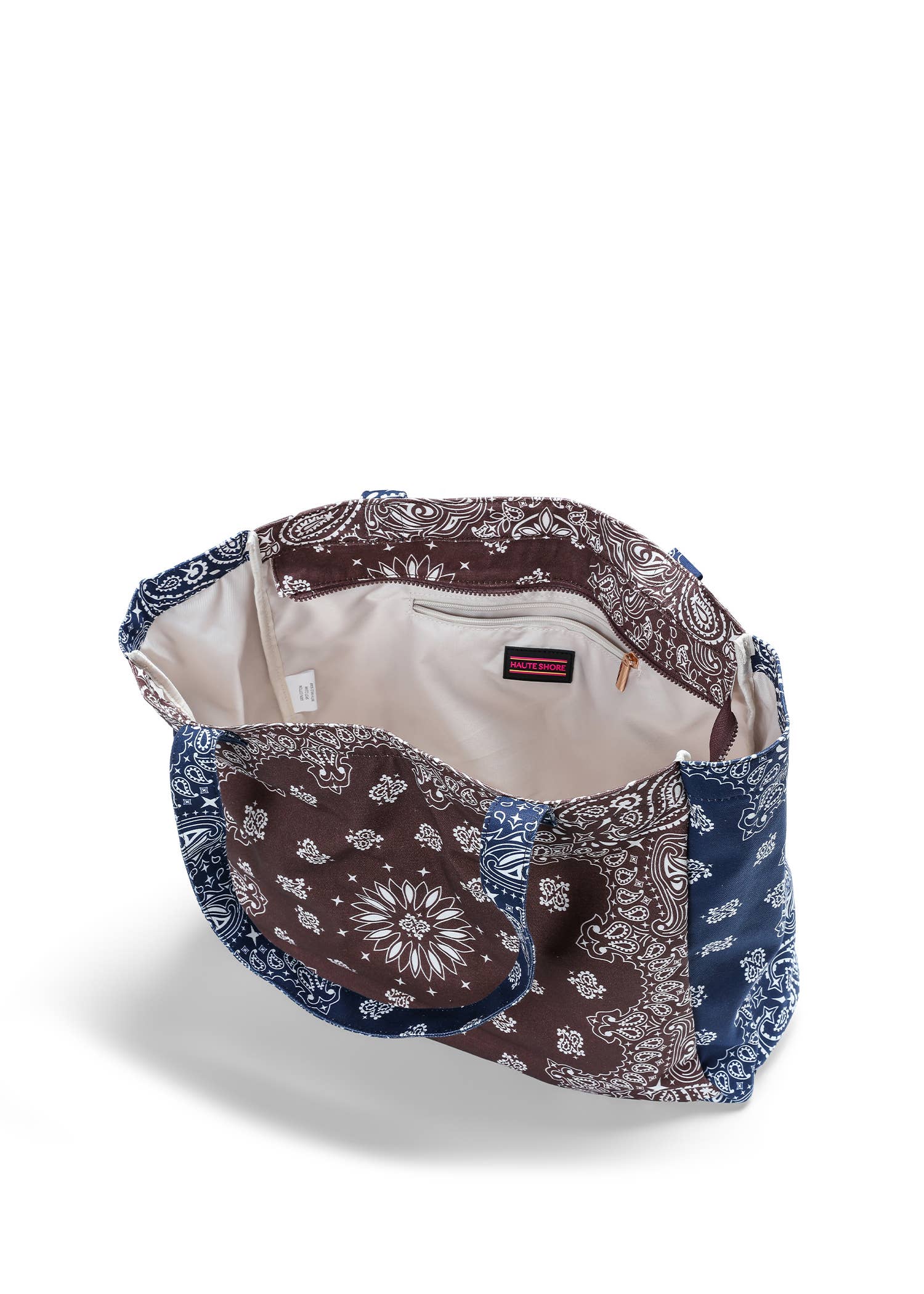 Bandana Print Canvas Tote - Bailey Brown/Navy
