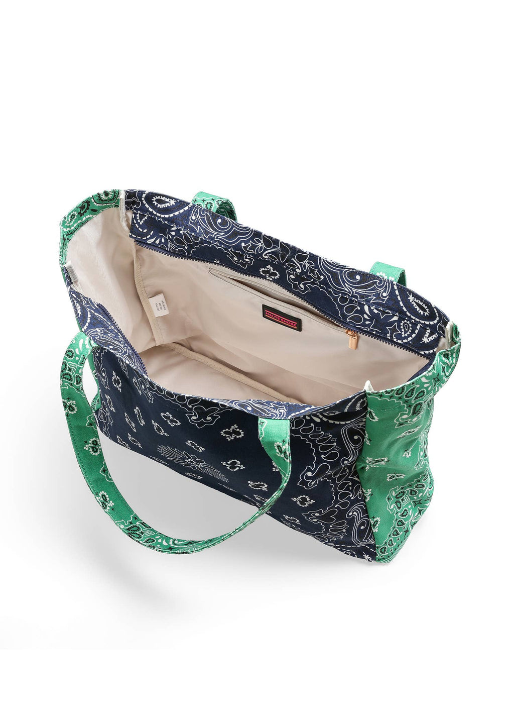 Bandana Print Canvas Tote -Bailey Navy/Green
