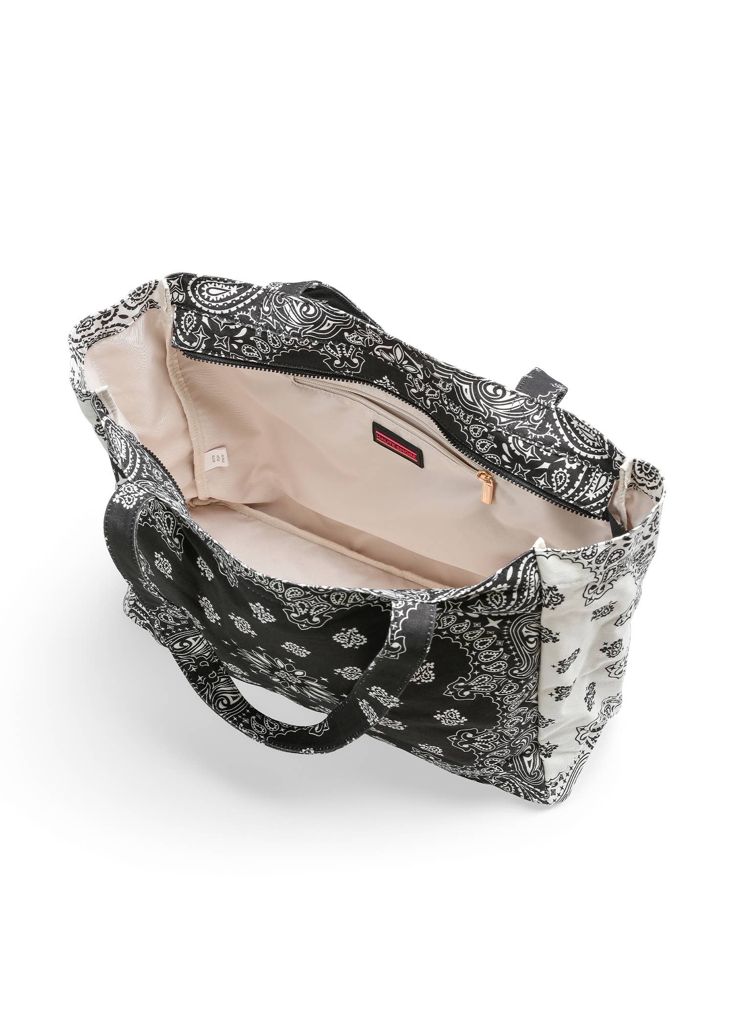 Bandana Print Canvas Tote -Bailey Black/White