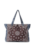 Bandana Print Canvas Tote - Bailey Brown/Navy