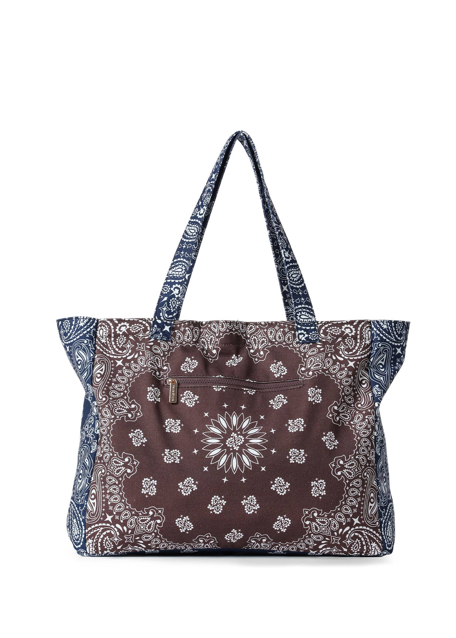Bandana Print Canvas Tote - Bailey Brown/Navy