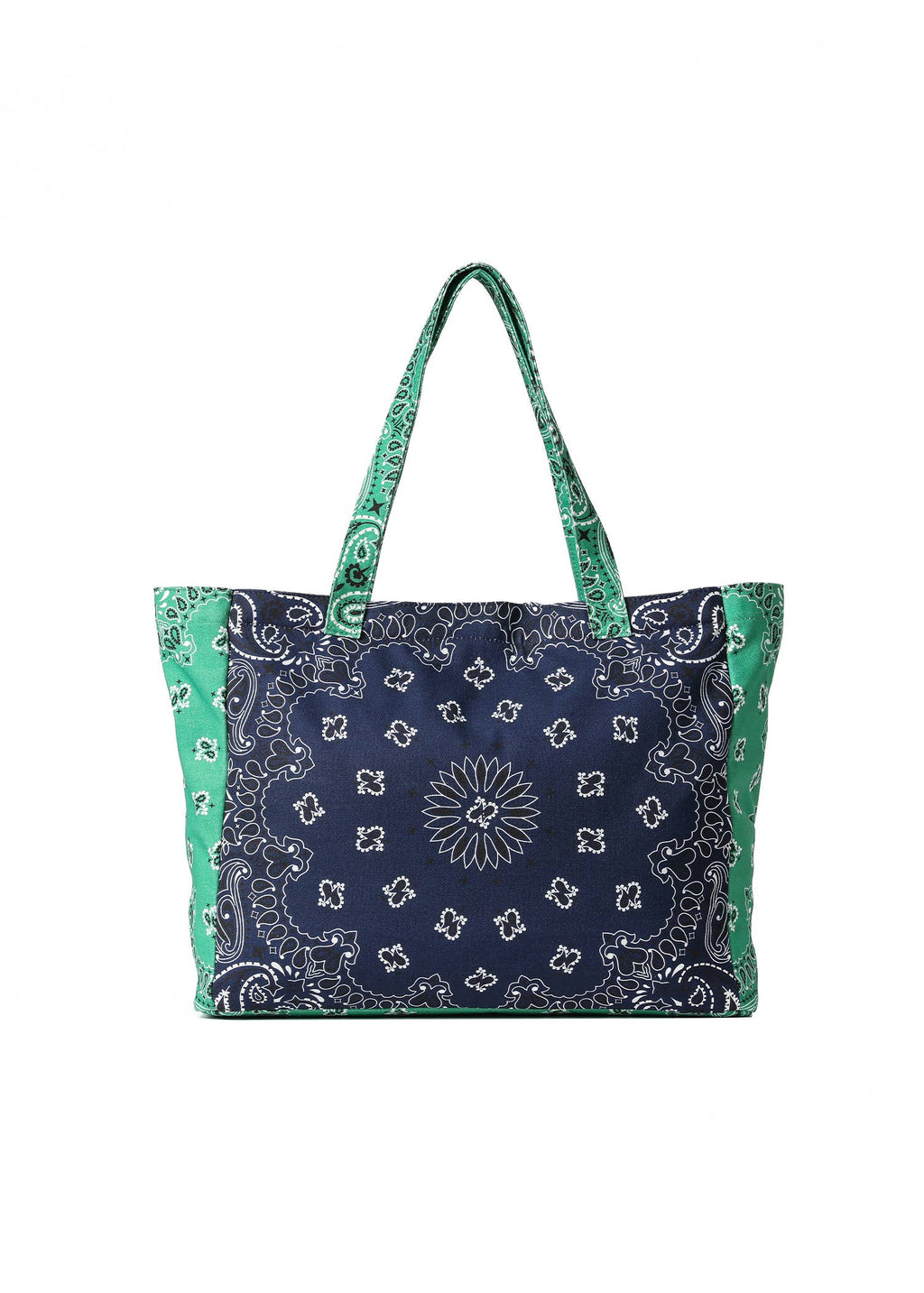 Bandana Print Canvas Tote -Bailey Navy/Green