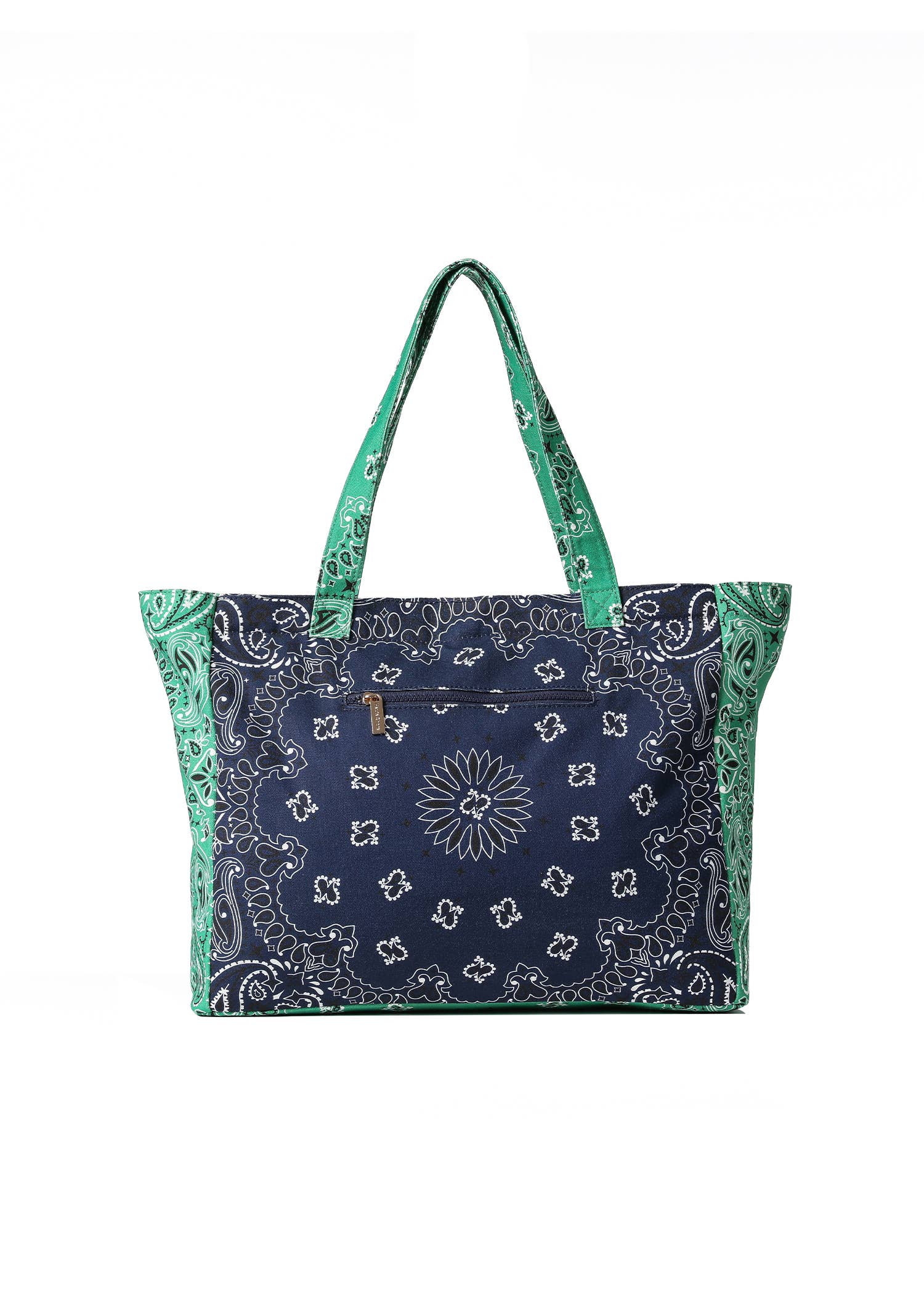 Bandana Print Canvas Tote -Bailey Navy/Green
