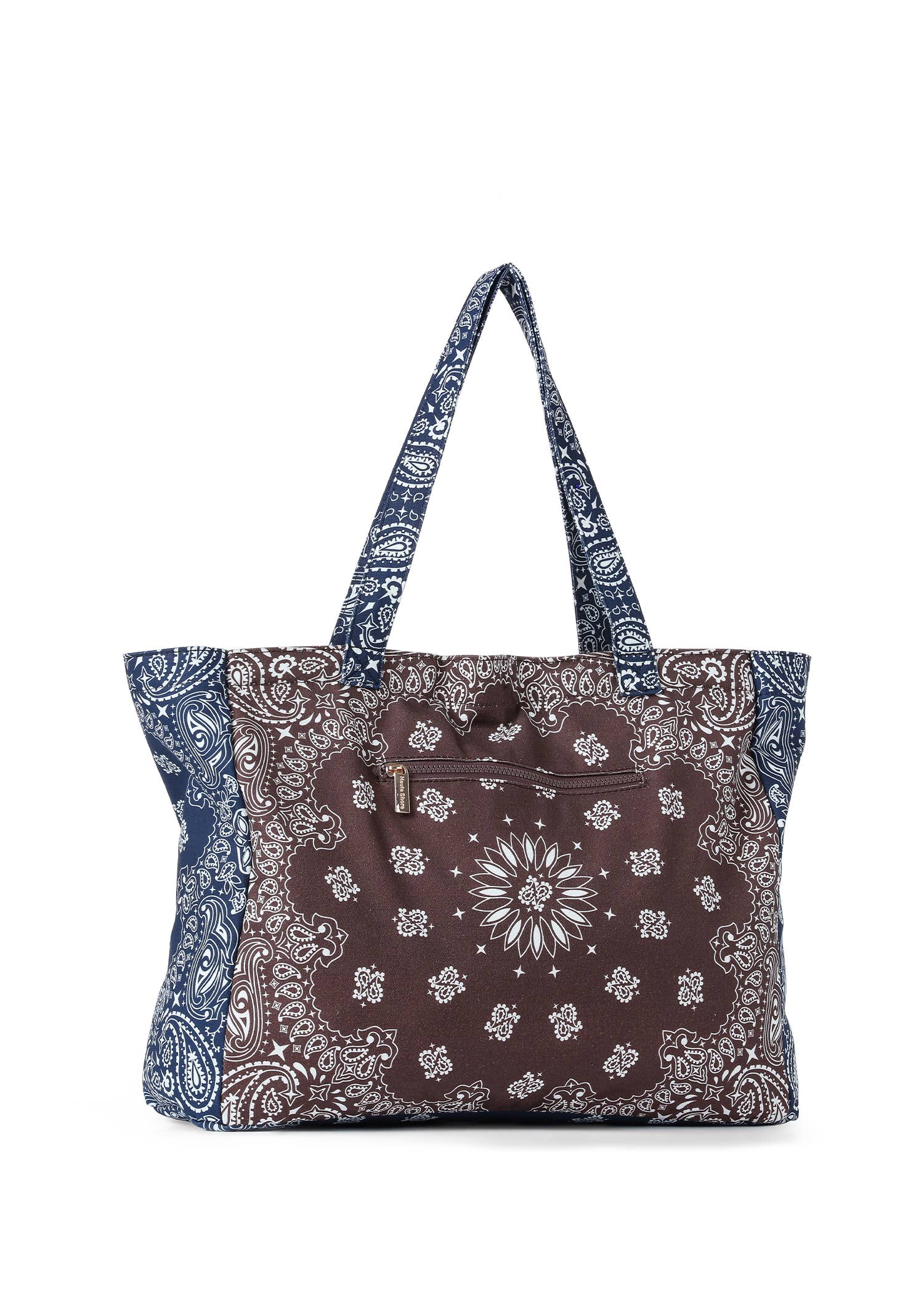 Bandana Print Canvas Tote - Bailey Brown/Navy
