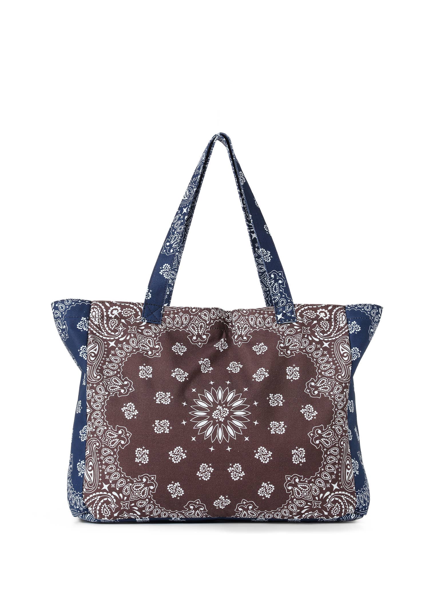 Bandana Print Canvas Tote - Bailey Brown/Navy