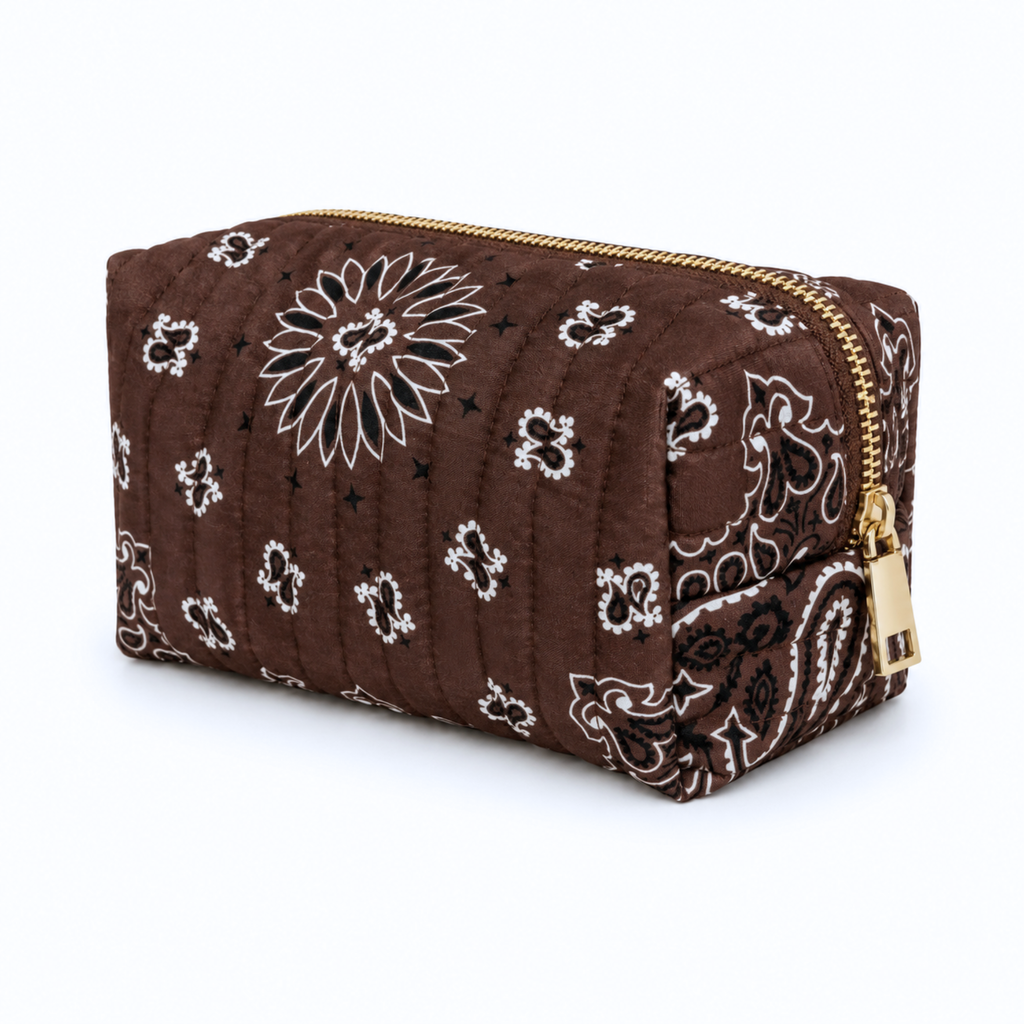 Ellison+Young Bandana Cosmetic Case with Embroidery, Everyday Travel Pouch