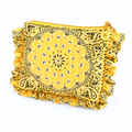 Ellison+Young Bandana Ruffle Everything Pouch with Embroidery, Quilted Cosmetic Case
