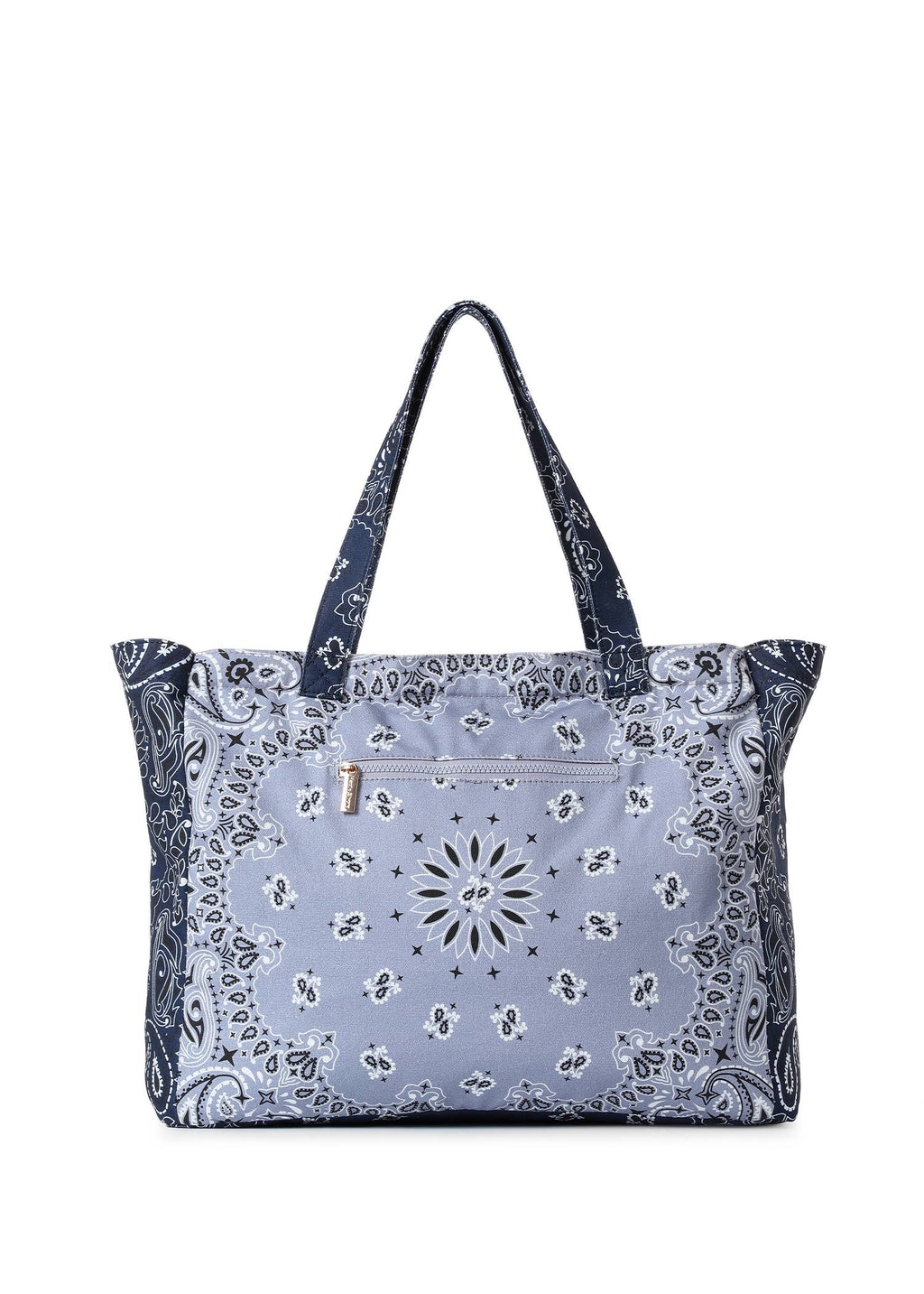 Bandana Print Canvas Tote - Bailey Light Blue/Navy
