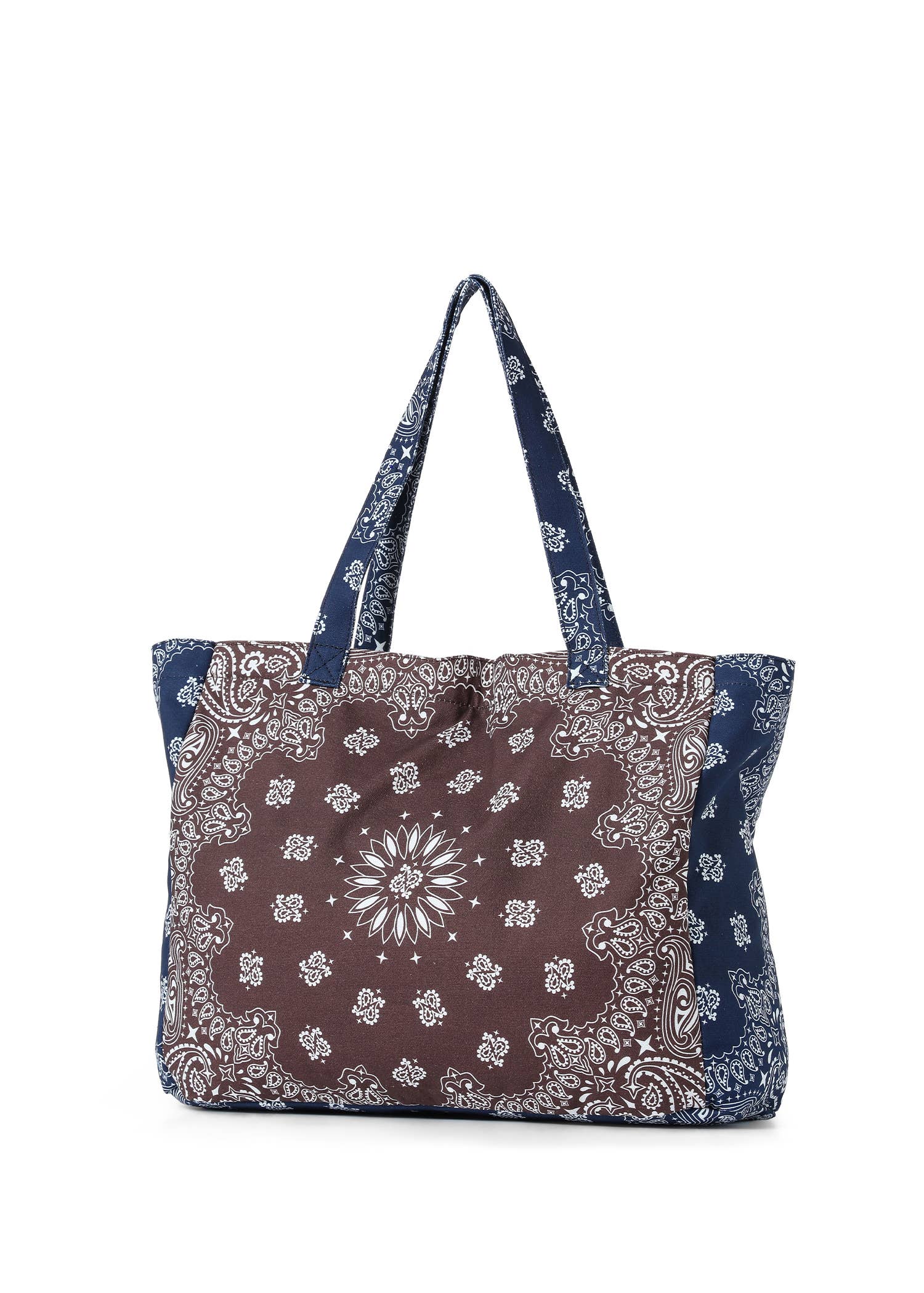 Bandana Print Canvas Tote - Bailey Brown/Navy