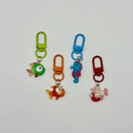 Under the Sea charms: green fish, orange fish, blue seahorse and red fish with matching swivel clasps
